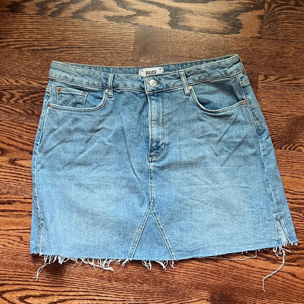 Paige Denim Raw Hem Mini Skirt